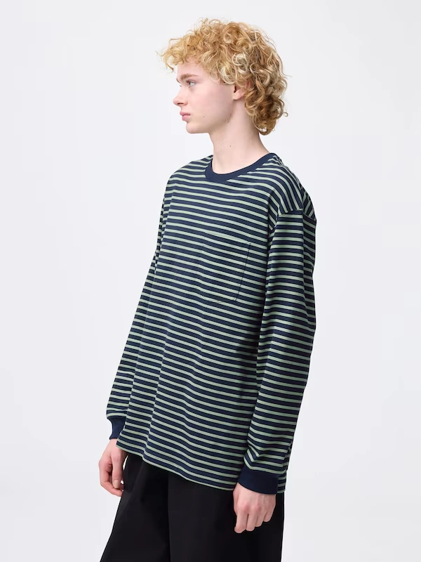 Heavy Weight Crew Neck T-Shirt | Stripe | Long