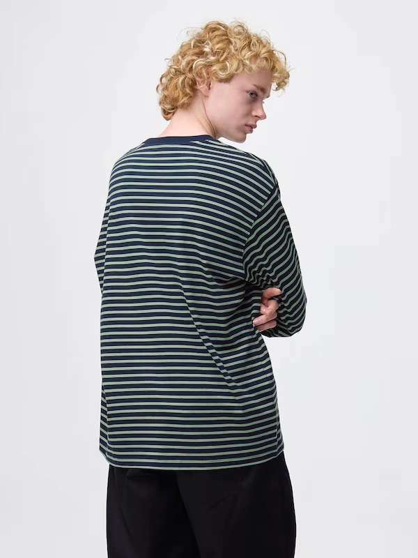 Heavy Weight Crew Neck T-Shirt | Stripe | Long