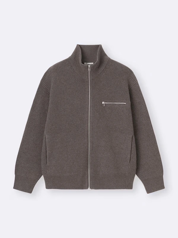 Rib Stitched Full-Zip Knitted Jacket 6 Rib Stitched Full-Zip Knitted Jacket