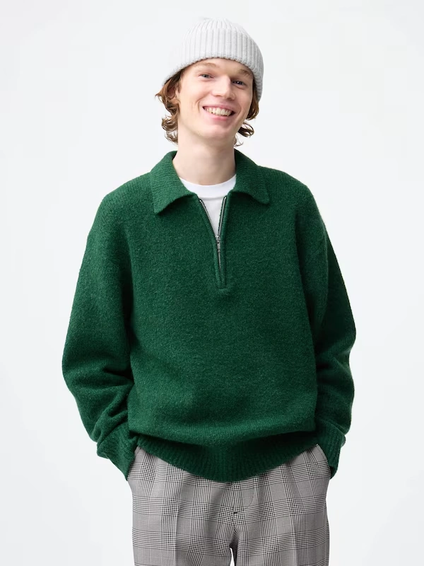 Puff Knit Half-Zip Pullover