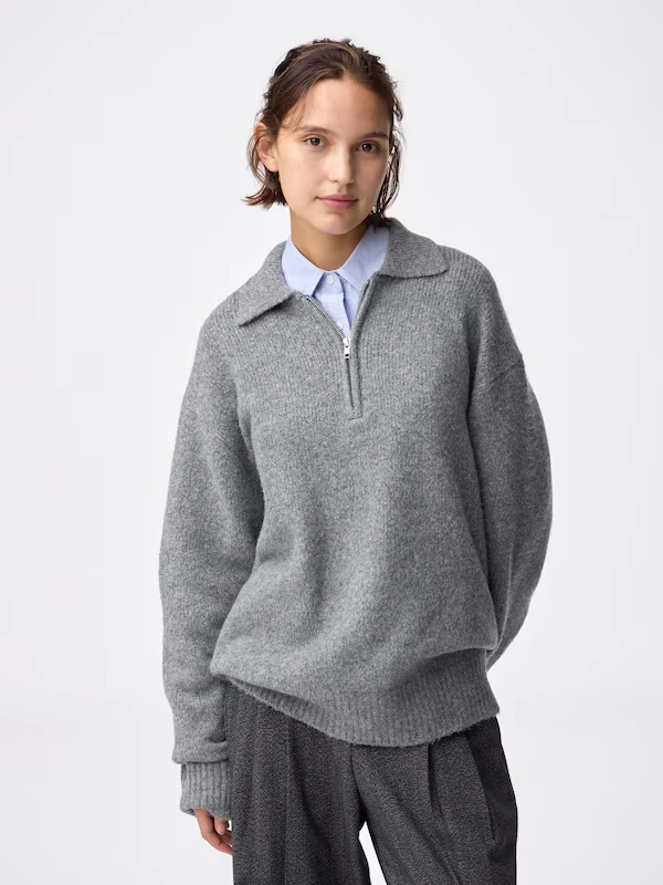 Puff Knit Half-Zip Pullover
