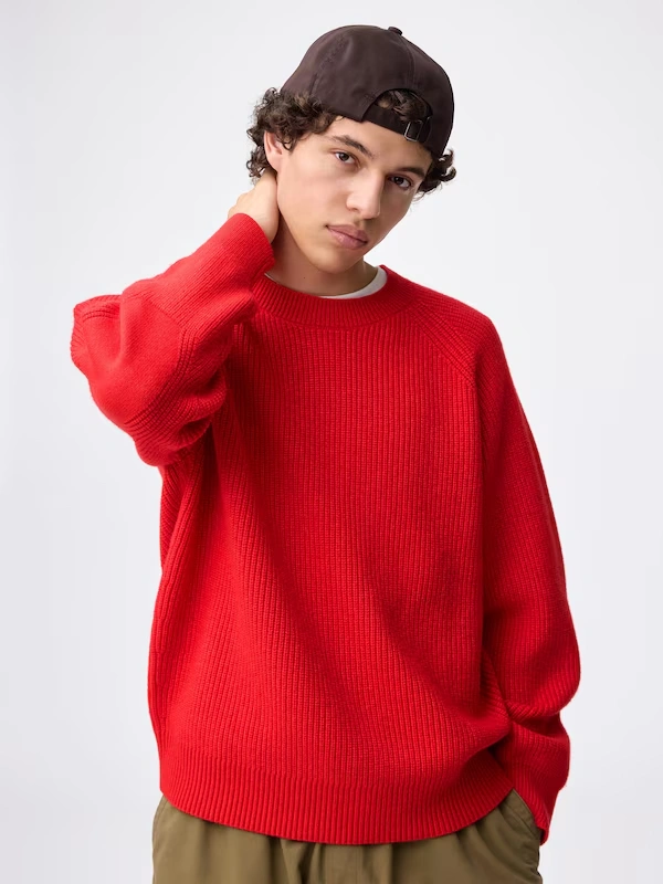 Rib Stitched Crew Neck Sweater