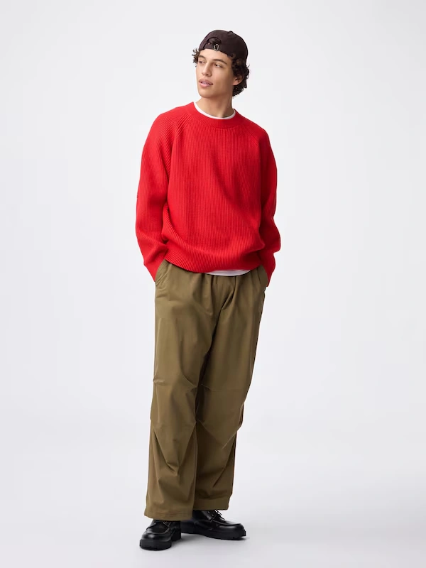 Rib Stitched Crew Neck Sweater