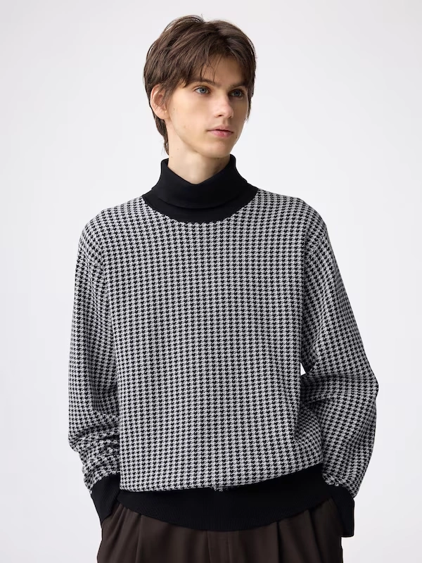 Turtleneck Houndstooth Sweater