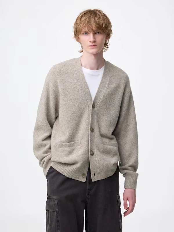 Puff Knit V Neck Cardigan