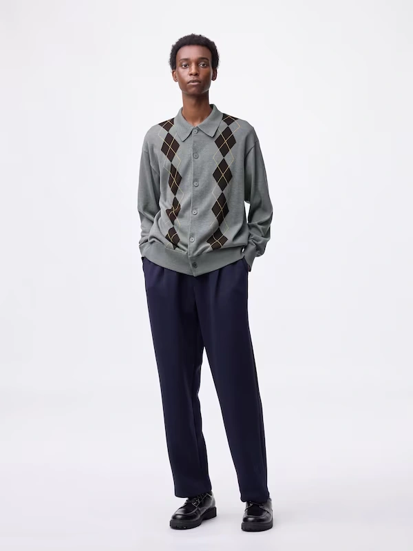 Knitted Polo Cardigan | Argyle