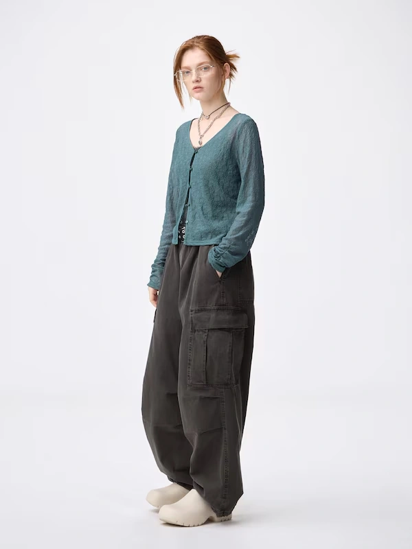 Denim Super Wide Cargo Pants