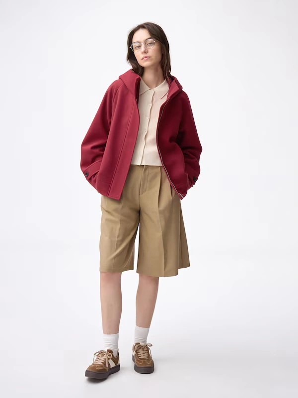 COZY MELTON Short Hoodie Coat