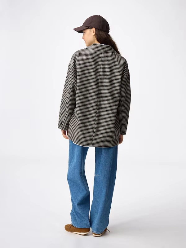 COZY MELTON Checked Half Coat