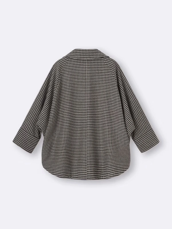 COZY MELTON Checked Cape Coat
