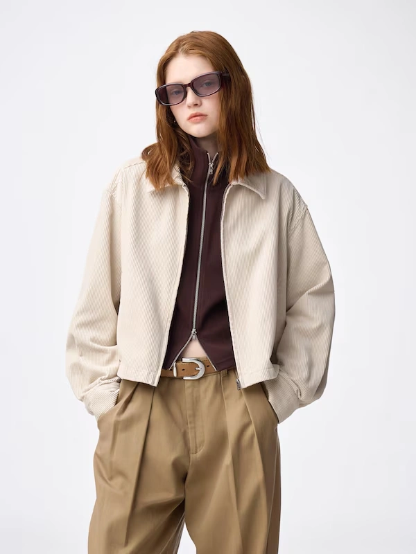Corduroy Zip-Up Shirt Jacket