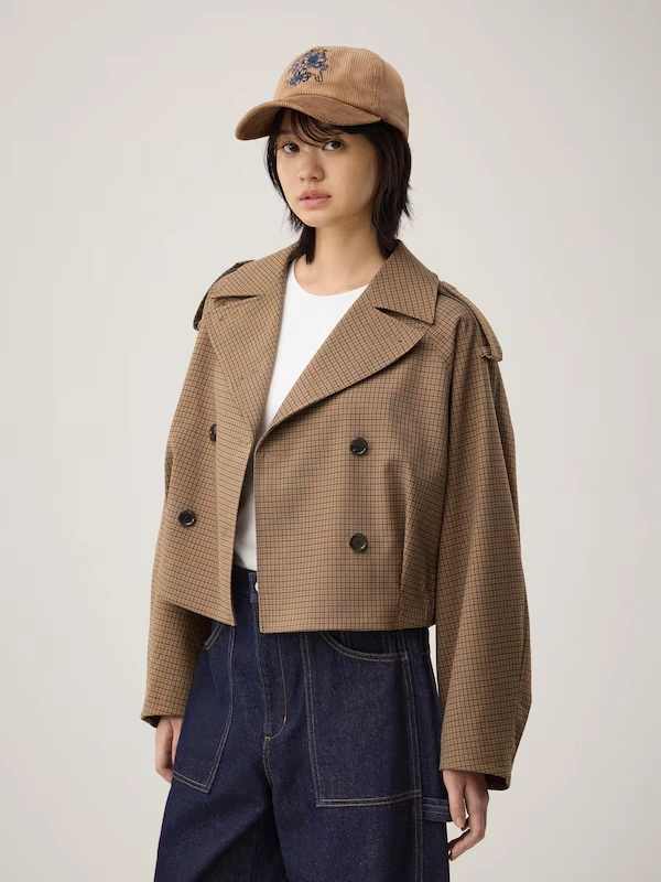 Short Trench Checked Coat | by rokh