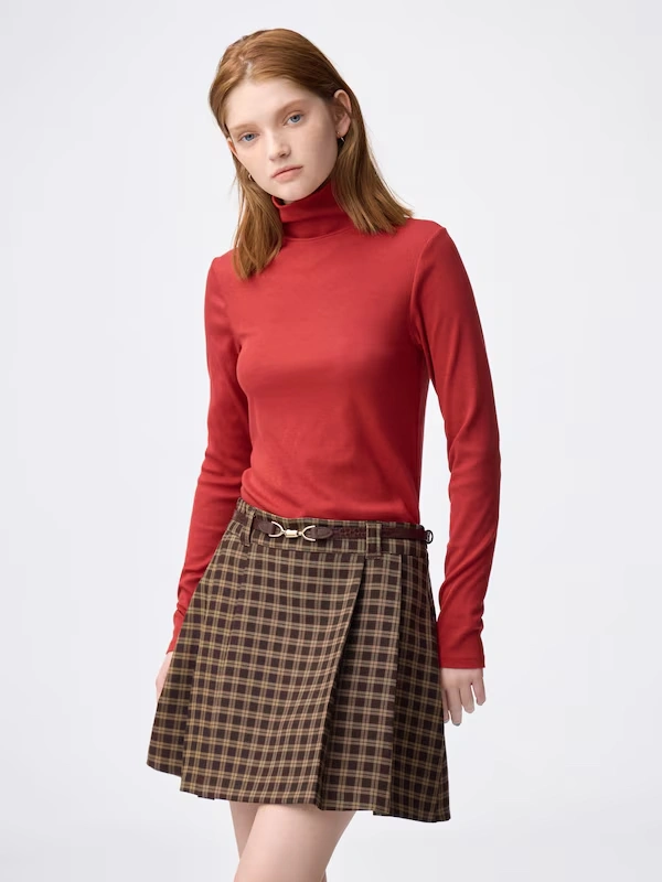 Warm Ribbed Turtleneck T-Shirt | Long