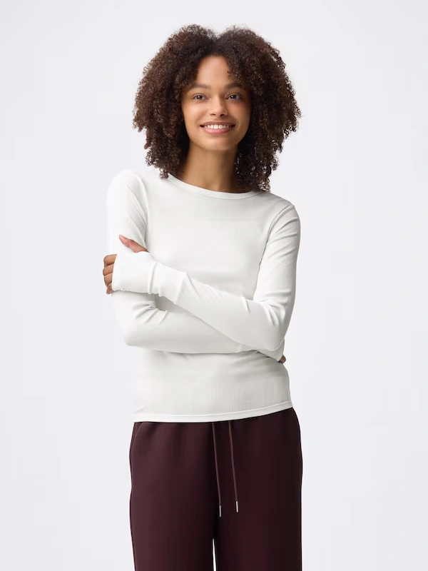 Warm Ribbed Crew Neck T-Shirt | Long