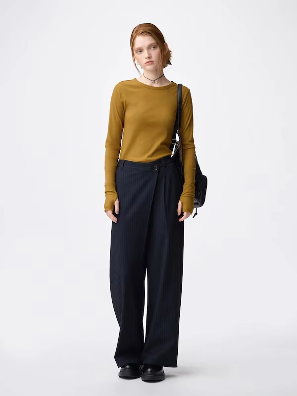 Warm Ribbed Crew Neck T-Shirt | Long