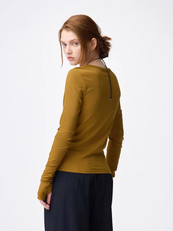 Warm Ribbed Crew Neck T-Shirt | Long 4 Warm Ribbed Crew Neck T-Shirt | Long