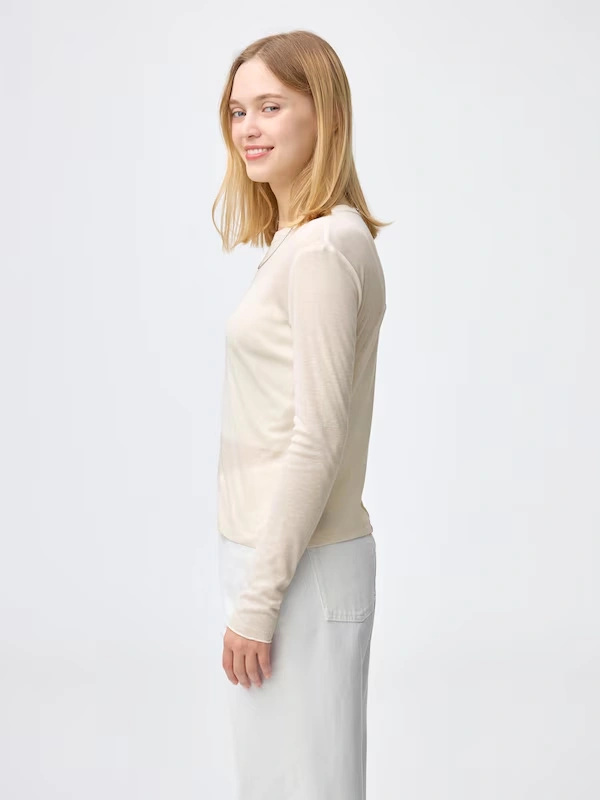 Soft Sheer Crew Neck T-Shirt | Long 3 Soft Sheer Crew Neck T-Shirt | Long