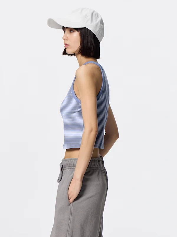 Bra-Feel Cropped Halter Neck Tank Top | Striped 3 Bra-Feel Cropped Halter Neck Tank Top | Striped