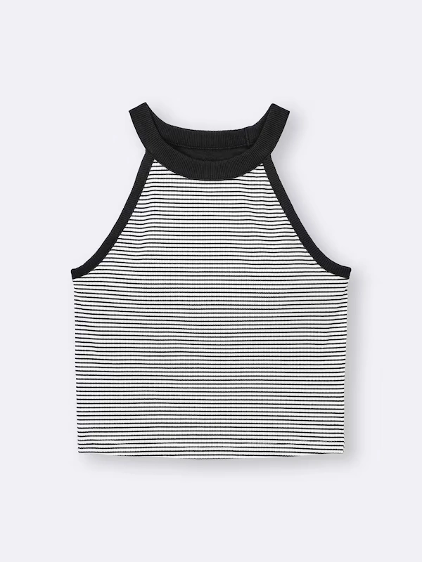 Bra-Feel Cropped Halter Neck Tank Top | Striped 7 Bra-Feel Cropped Halter Neck Tank Top | Striped