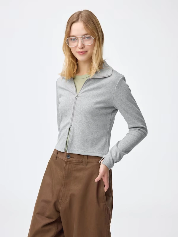 Ribbed Double-Zip Cardigan