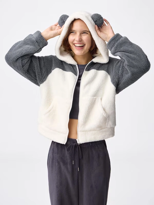 Marshmallow Feel Full-Zip Hoodie | Panda