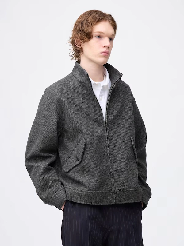 COZY MELTON Stand Zip Up Jacket