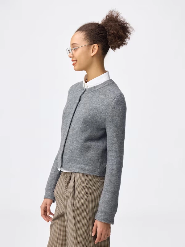 Puff Knit Crew Neck Cardigan 3 Puff Knit Crew Neck Cardigan