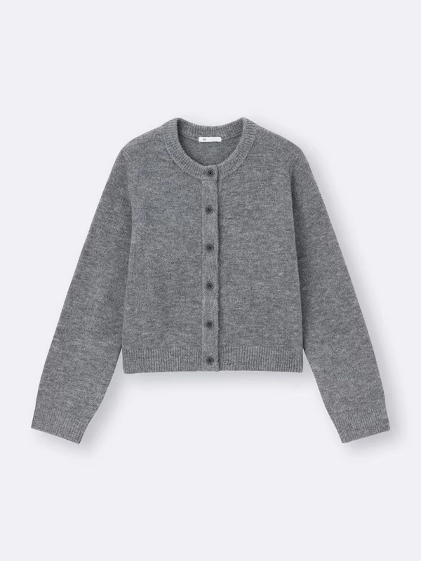 Puff Knit Crew Neck Cardigan 5 Puff Knit Crew Neck Cardigan