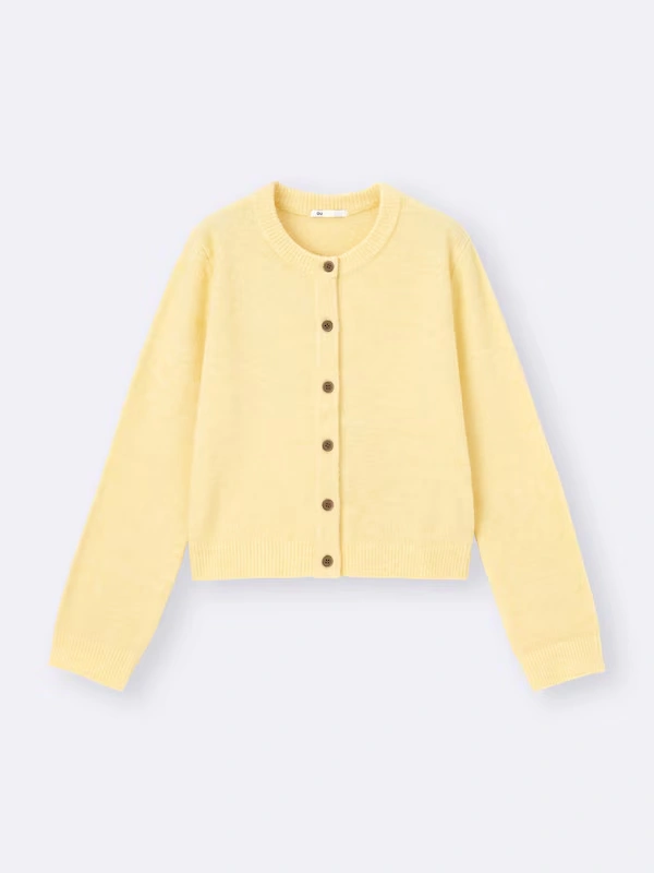 Puff Knit Crew Neck Cardigan 7 Puff Knit Crew Neck Cardigan