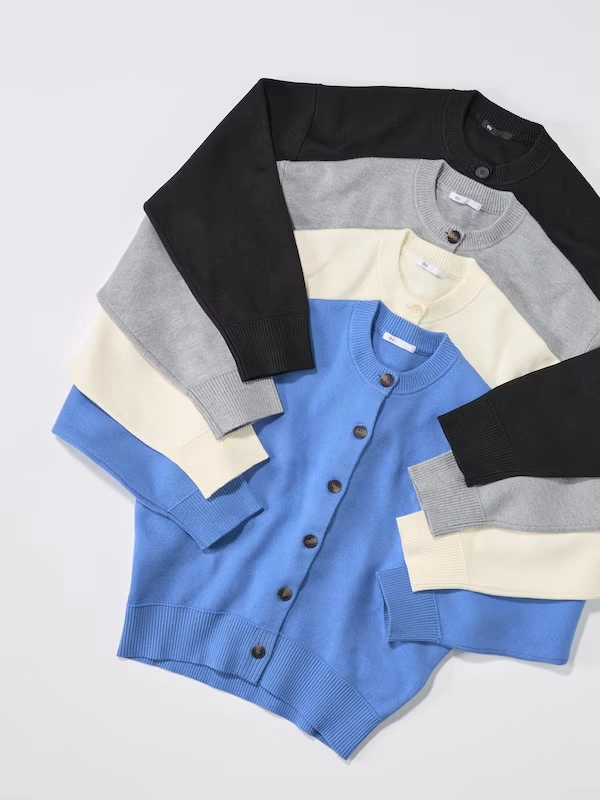 Sweat Look Knit Dolman Sleeve Cardigan