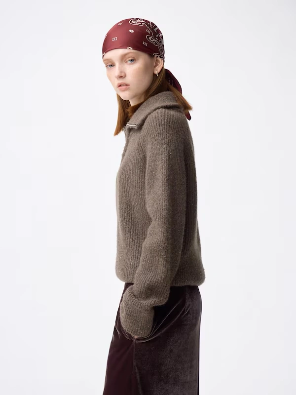 Flecked Half-Zip Knitted Pullover 3 Flecked Half-Zip Knitted Pullover