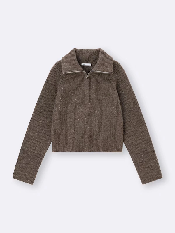 Flecked Half-Zip Knitted Pullover 6 Flecked Half-Zip Knitted Pullover