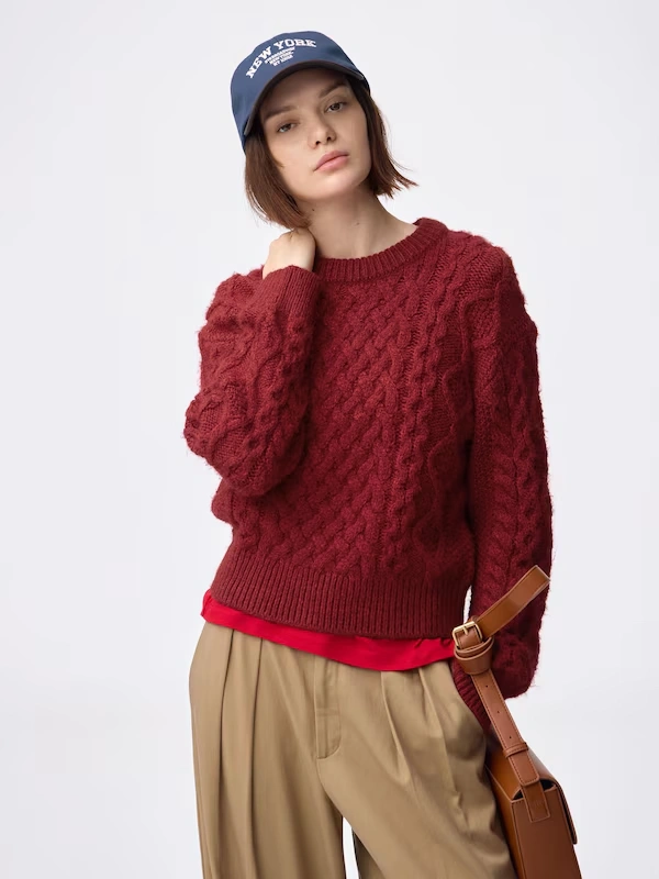 Cable Crew Neck Knitted Pullover