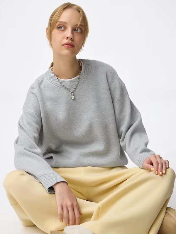 Sweat Look Knit Oversized Pullover