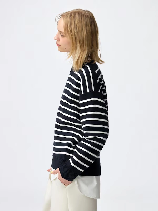 Sweat Look Knit Striped Oversized Pullover 3 Sweat Look Knit Striped Oversized Pullover