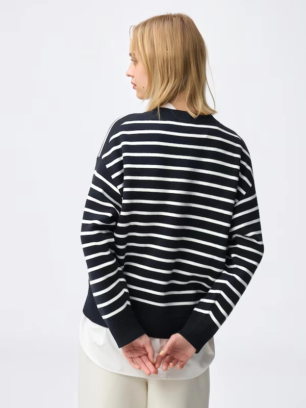 Sweat Look Knit Striped Oversized Pullover 4 Sweat Look Knit Striped Oversized Pullover