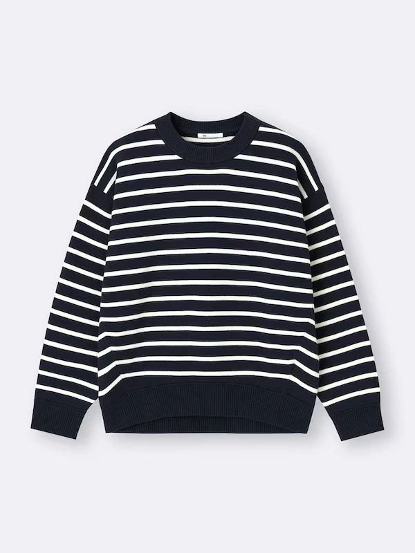 Sweat Look Knit Striped Oversized Pullover 5 Sweat Look Knit Striped Oversized Pullover