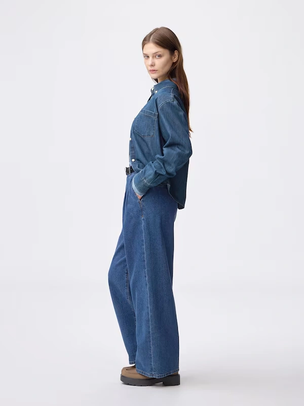 Denim Pleated Trousers