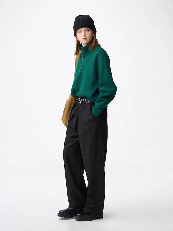 Chino Barrel Leg Pleated Pants