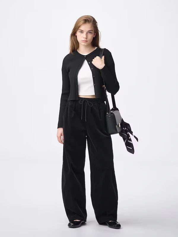 Corduroy Barrel Leg Relaxed Pants