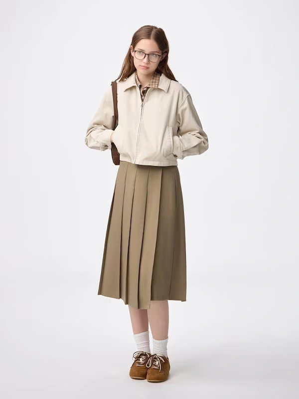 Wrap Pleated Midi Skirt