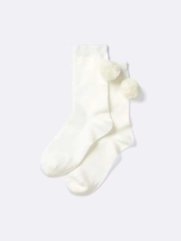 STYLE-HEAT Crew Socks | Pompom 3 STYLE-HEAT Crew Socks | Pompom