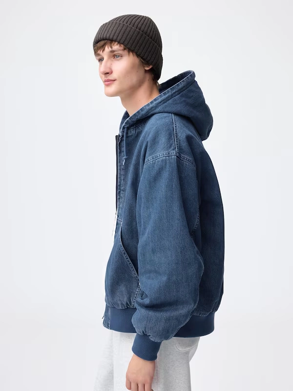 Denim Padded Zip Up Parka 4 Denim Padded Zip Up Parka